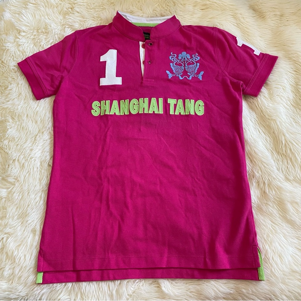 New SHANGHAI TANG Women’s Hot Pink Short Sleeve Polo Shirt | A10